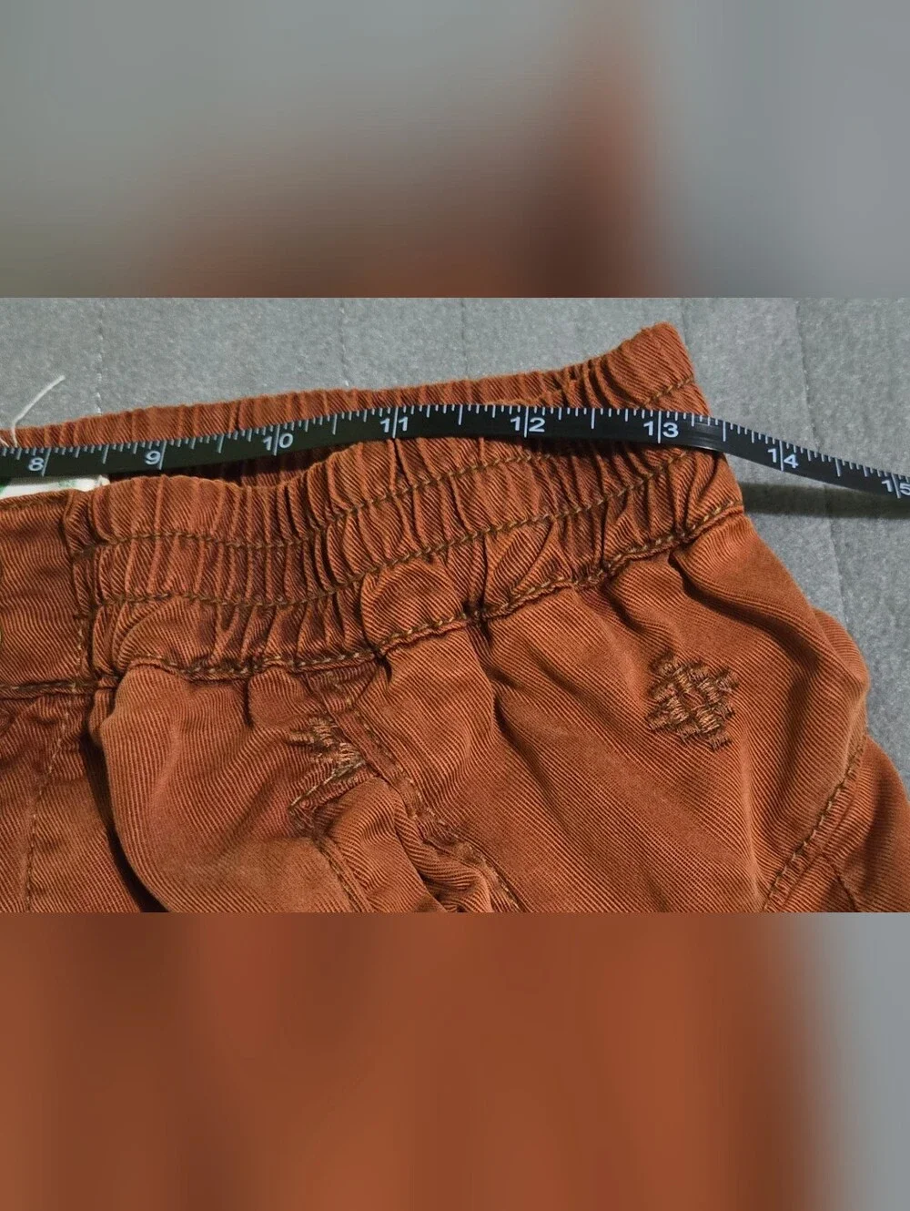 Anthropologie Rust Brown Embroidered Jogger Pants XS Boho Tapered Ankle Pull-On